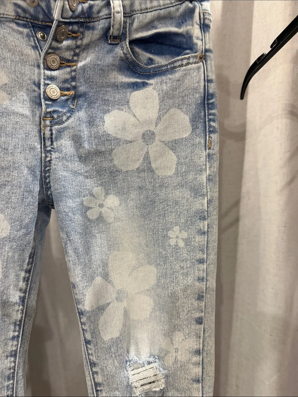Hippie Rose Pale Blue Floral Skinny Jeans